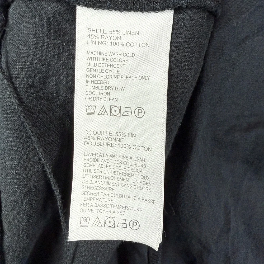 Tommy Bahama Maxi Dress Womens M Black Linen Blend Sundress Tiered Sleeveless - Picture 3 of 12